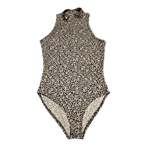 Gaze XS Gray Leopard Print Sleeveless Bodysuit - Picture 1 of 6
